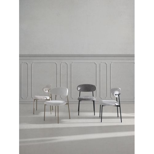 Lot De  4 Chaises Tapissése En Chenille Blanche