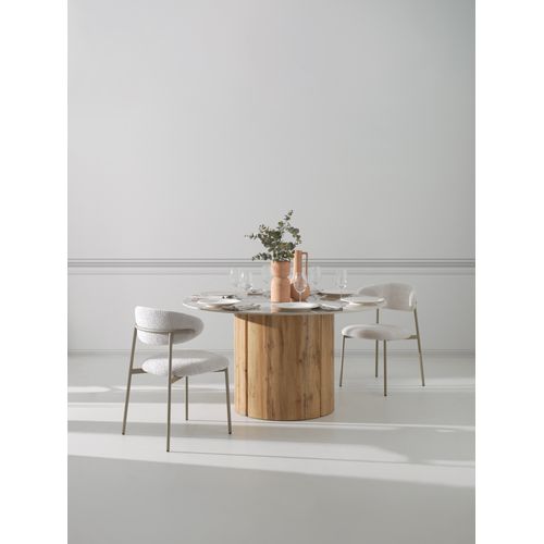 Lot De  4 Chaises Tapissése En Chenille Blanche