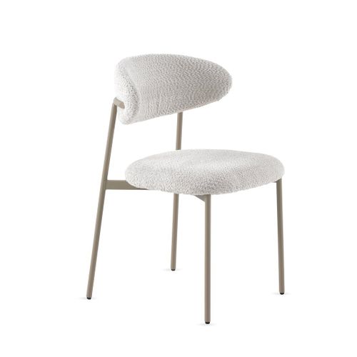 Lot De  4 Chaises Tapissése En Chenille Blanche