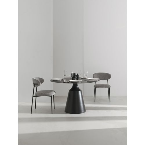 Lot De  4 Chaises Tapissées De Chenille Couleur Gris Foncé