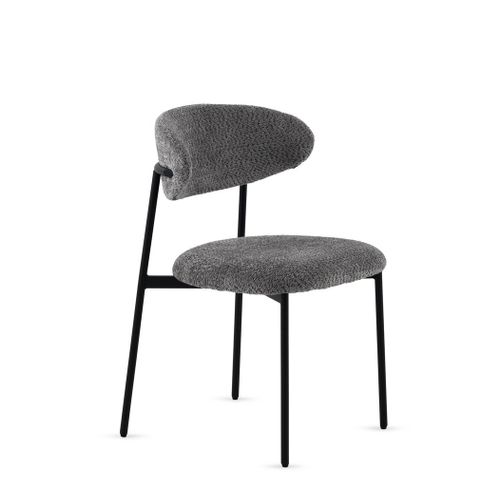 Lot De  4 Chaises Tapissées De Chenille Couleur Gris Foncé