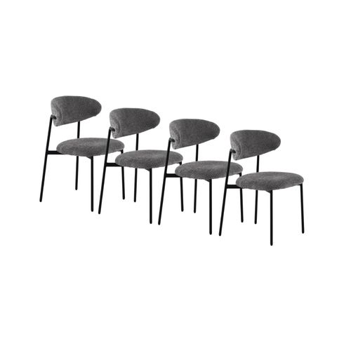 Lot De  4 Chaises Tapissées De Chenille Couleur Gris Foncé