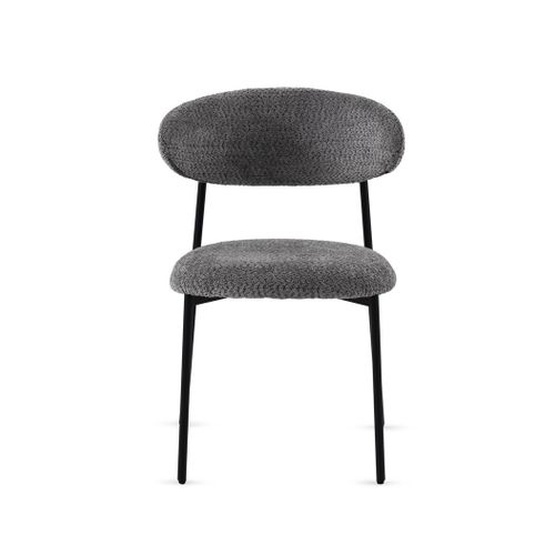 Lot De  4 Chaises Tapissées De Chenille Couleur Gris Foncé