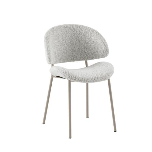 Lot De  4 Chaises Tapissées De Chenille Couleur Blanche