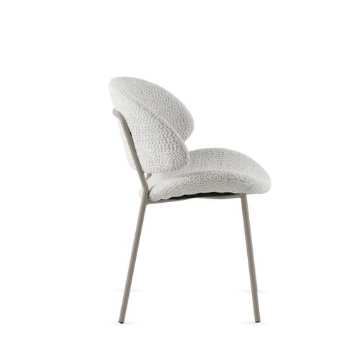 Lot De  4 Chaises Tapissées De Chenille Couleur Blanche