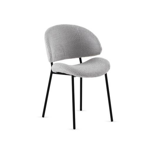 Lot De  4 Chaises Tapissées De Chenille Couleur Gris Clair