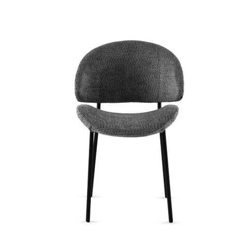 Lot De  4 Chaises Tapissées En Chenille Gris Foncé