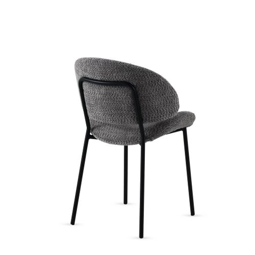 Lot De  4 Chaises Tapissées En Chenille Gris Foncé