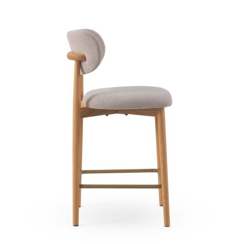 Lot De 2 Tabourets Avec Dossier En Chêne Naturel Tapissés En Beige