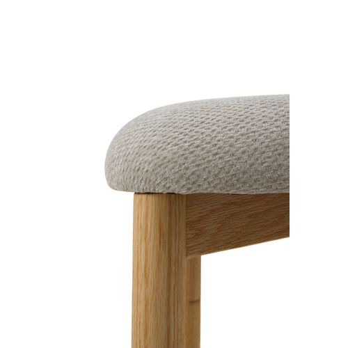 Lot De 2 Tabourets En Bois De Chêne Naturel Tapissés En Beige