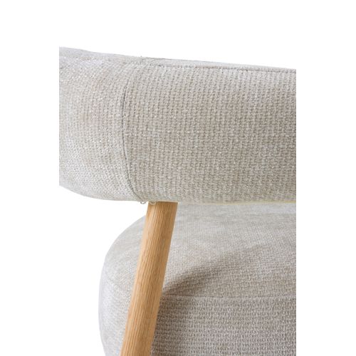 Fauteuil En Bois De Chêne Naturel Tapissé En Blanc