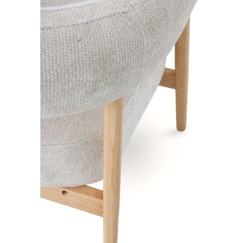 Fauteuil En Bois De Chêne Naturel Tapissé En Blanc