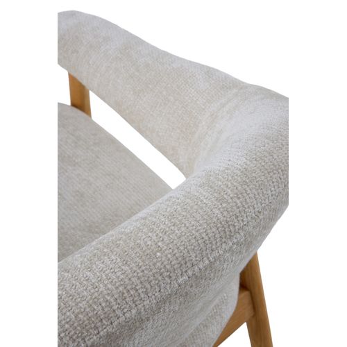 Fauteuil En Bois De Chêne Naturel Tapissé En Blanc