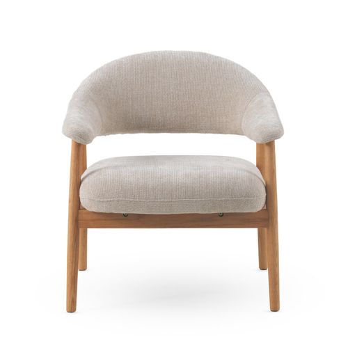 Fauteuil En Bois De Chêne Naturel Tapissé En Blanc