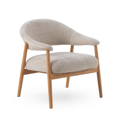 Fauteuil En Bois De Chêne Naturel Tapissé En Blanc