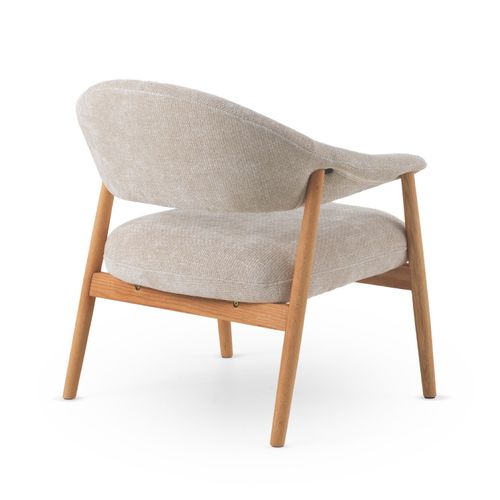 Fauteuil En Bois De Chêne Naturel Tapissé En Blanc