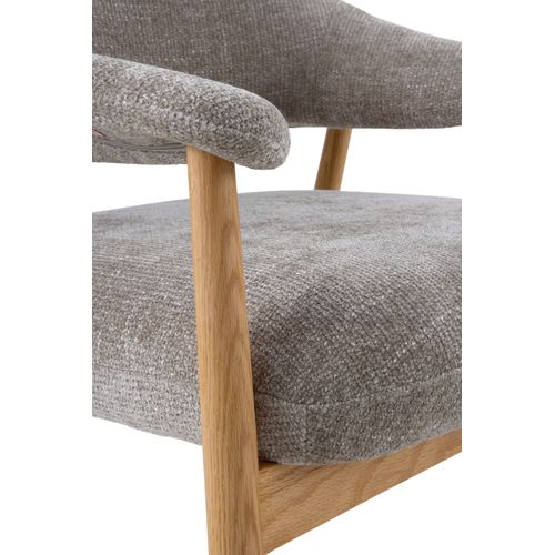 Fauteuil En Bois De Chêne Naturel Tapissé En Gris