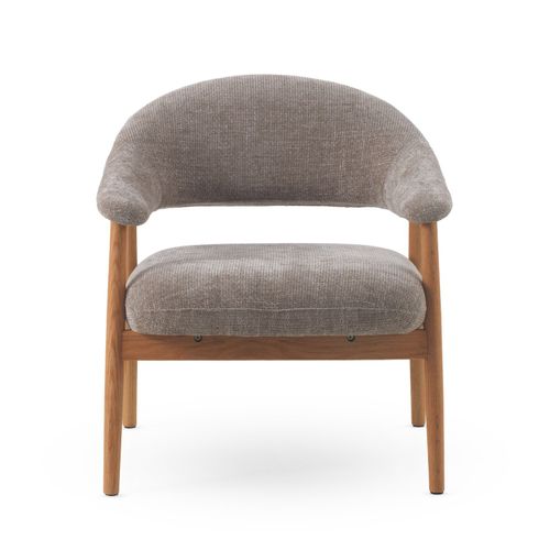 Fauteuil En Bois De Chêne Naturel Tapissé En Gris