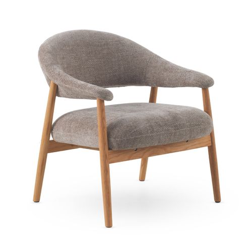 Fauteuil En Bois De Chêne Naturel Tapissé En Gris
