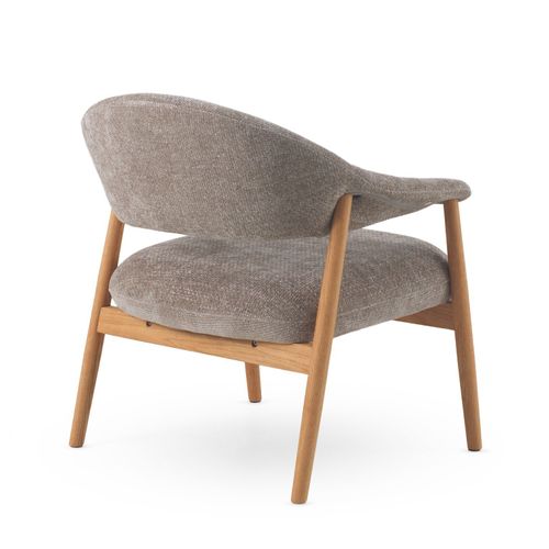 Fauteuil En Bois De Chêne Naturel Tapissé En Gris