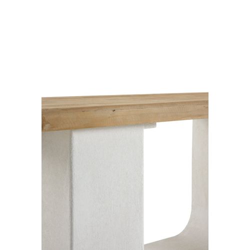 Console En Polyrésine Ciment Blanc Et Plateau En Bois De Sapin