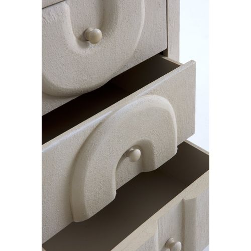 Table De Chevet 3 Tiroirs En Polyrésine Ciment Blanc