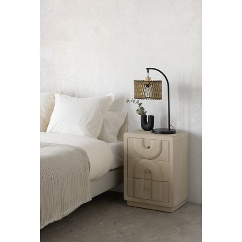 Table De Chevet 3 Tiroirs En Polyrésine Ciment Blanc