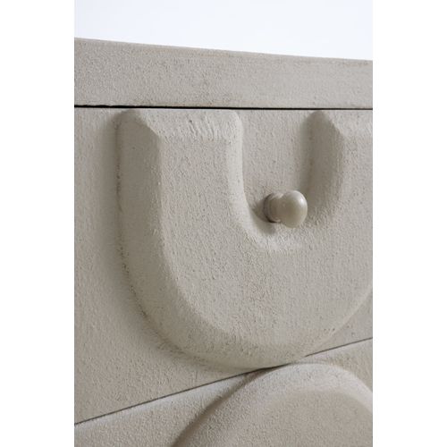 Table De Chevet 3 Tiroirs En Polyrésine Ciment Blanc