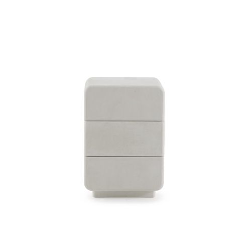 Table De Chevet 3 Tiroirs En Polyrésine Ciment Blanc