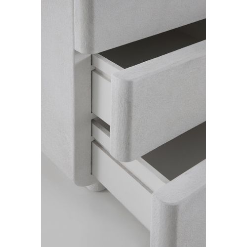 Table De Chevet 3 Tiroirs En Polyrésine Ciment Blanc