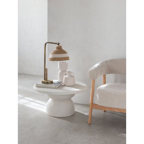 Table Basse 70 Diametre En Polyrésine Ciment Blanc