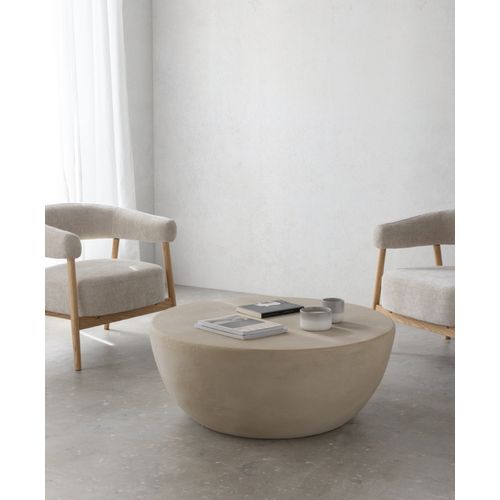 Table Basse 100 Diamètre En Polyresine Ciment Sable
