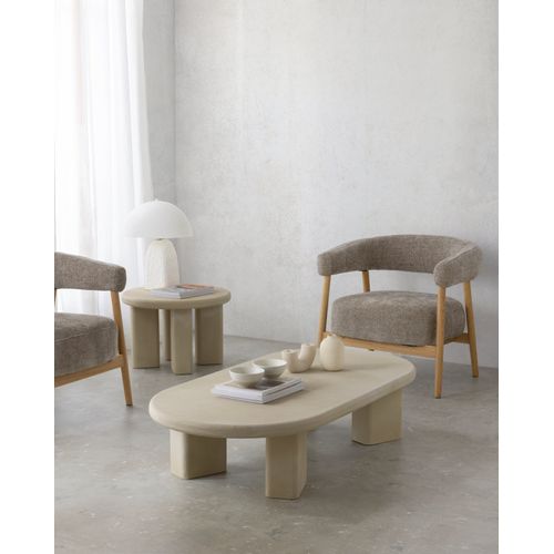 Table Basse 140x70 En Polyresine Ciment Sable