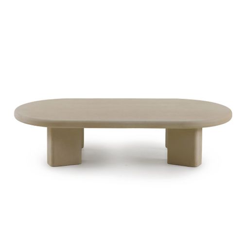 Table Basse 140x70 En Polyresine Ciment Sable