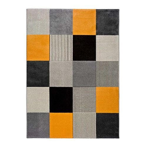 Tapis Géométrique Gladys 12139 Gris/noir/moutarde 140x200 Cm