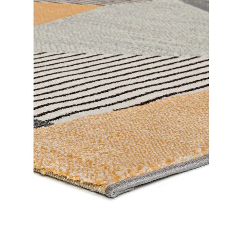 Tapis Géométrique Gladys 12140 Gris/noir/moutarde 80x150 Cm