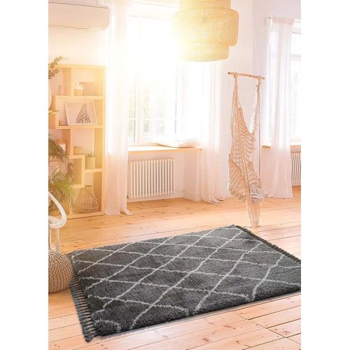 Tapis Shaggy Uni Samira 80075 Gris 140x200 Cm
