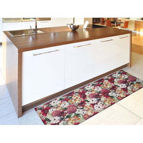 Tapis De Cuisine Fleurs Ricci Gigli Rouge/rose 52x100 Cm
