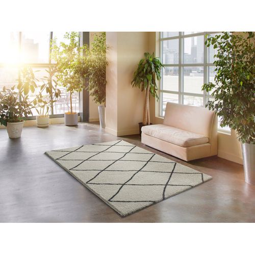 Tapis Shaggy Ethnique Atlas 8633 Blanc/crème/noir 60x120 Cm