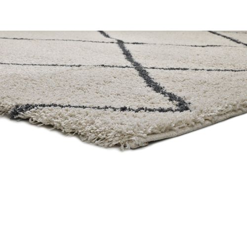 Tapis Shaggy Ethnique Atlas 8633 Blanc/crème/noir 60x120 Cm