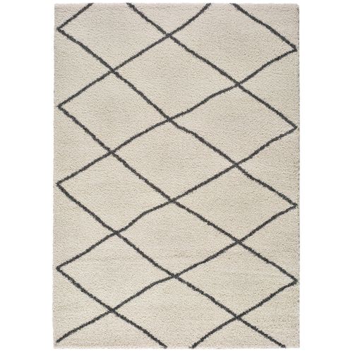 Tapis Shaggy Ethnique Atlas 8633 Blanc/crème/noir 60x120 Cm