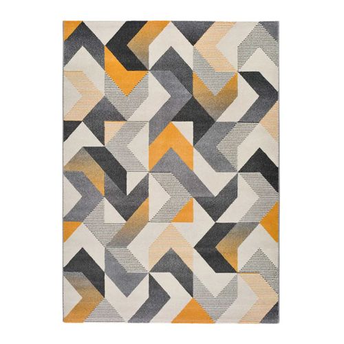 Tapis Géométrique Gladys 12184 Gris/moutarde/beige 60x120 Cm
