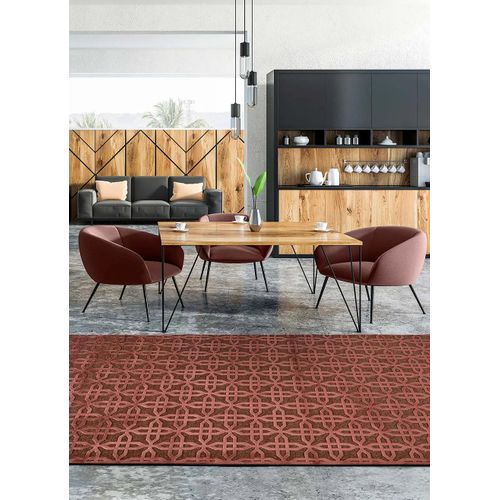 Tapis Géométrique à Relief Margot 809 Rouille 60x110 Cm