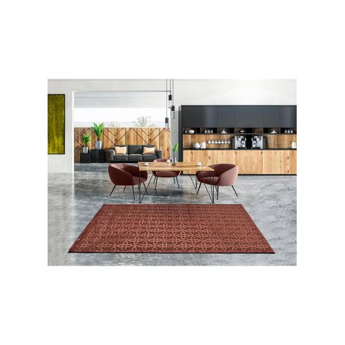 Tapis Géométrique à Relief Margot 809 Rouille 140x200 Cm