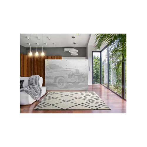 Tapis Shaggy Ethnique Atlas 8637 Blanc 133x190 Cm