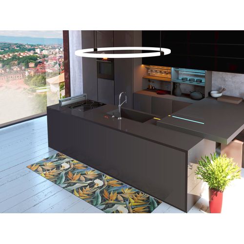 Tapis De Cuisine Feuilles Ricci Foresta Jaune/bleu/vert 52x200 Cm