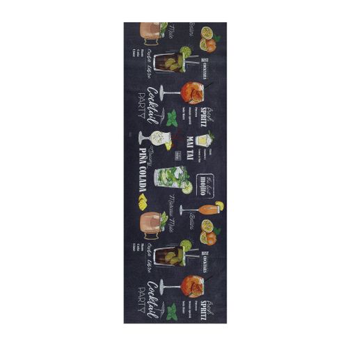 Tapis De Cuisine Cocktail Ricci Pub Noir/multicolore 52x200 Cm
