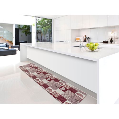 Tapis De Cuisine Patchwork Sally Cuori Rouge 48x200 Cm