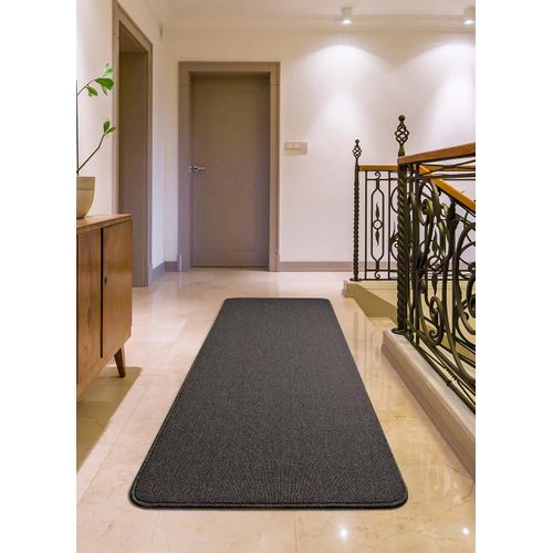 Tapis Lavable Uni Leila Liso Gris 67x250 Cm