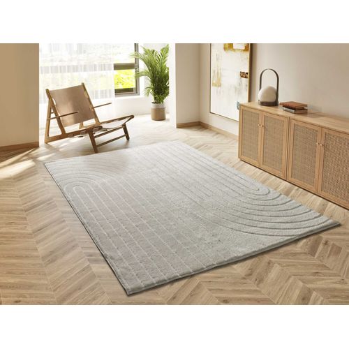 Tapis Géométrique à Relief Blanche 8583 Crème 80x150 Cm